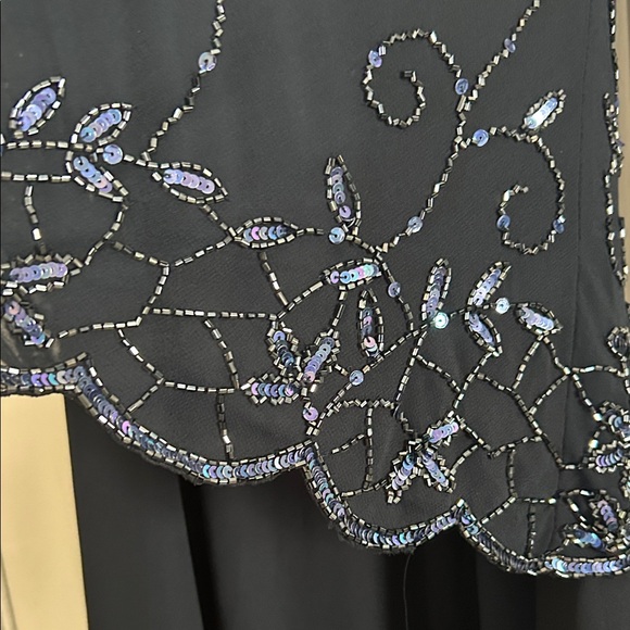 NWT JKARA Women’s Navy 3/4 Sleeve Jewel Neck Maxi Evening Sheath Dress, Size 12 - Picture 6 of 7